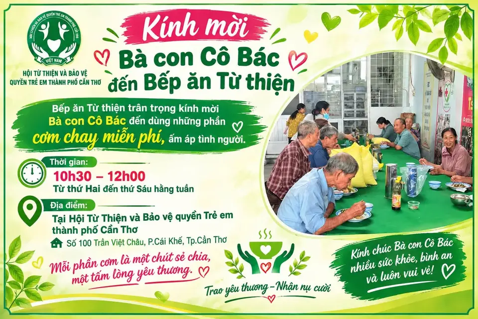 Kính mời bà con đến Bếp ăn từ thiện phục vụ cơm chay miễn phí (ảnh 1/2)